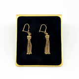 Pair of vintage 9ct rose gold Albertina tassel drop earrings with articulated tassels and Euroball hook wires.