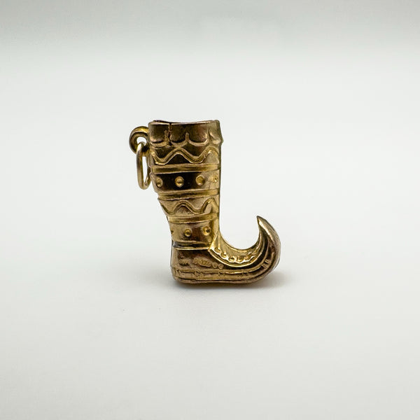 Vintage 9ct gold Persian boot charm pendant with engraved detail