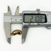 Vintage 9ct gold lucky bean charm pendant measured at approximately 21mm long with digital calipers.