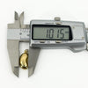 Vintage 9ct gold lucky bean charm pendant measured at approximately 10.15mm wide with digital calipers.