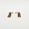 Low front view of the 9ct rose gold Albertina earrings showing the flexible tassel chains and rounded ends.