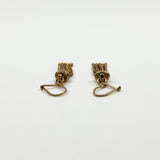 Reverse view of the vintage 9ct rose gold Albertina tassel earrings showing the hook wires and fittings.