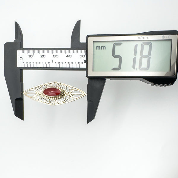 Vintage carnelian brooch width measured at 51.8mm with digital caliper