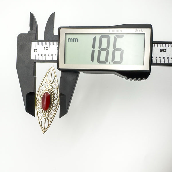 Carnelian brooch height measured at 18.6mm with digital caliper