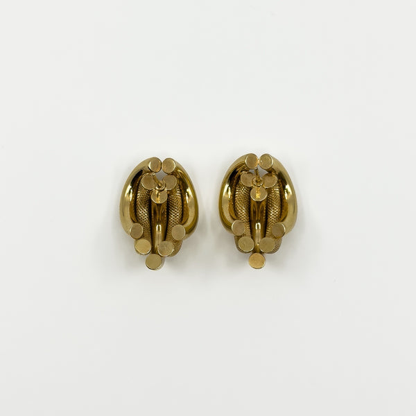 Back view of vintage 9ct gold half hoop earrings showing the curved five-strand construction and post fittings.