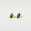 Angled view of vintage 9ct gold half hoop earrings showing the chunky curved mesh and polished strands.