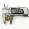 Digital caliper showing a vintage 9ct gold chunky half hoop earring measuring approximately 15.85mm wide.