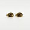Rear view of vintage 9ct gold half hoop earrings showing the five curved strands and post fittings.