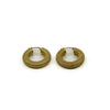 Vintage gold mesh hoop earrings with textured rounded hoops and visible fittings