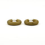 Side view of the vintage 9ct gold mesh hoop earrings showing the rounded chunky profile.