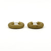 Side view of the vintage 9ct gold mesh hoop earrings showing the rounded chunky profile.