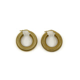 Rear view of the vintage 9ct gold mesh hoop earrings showing the fittings and textured gold finish.