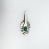 Vintage sterling silver spoon pendant with green chrysoprase front view
