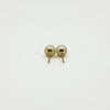 Rear view of vintage 9ct gold cultured pearl studs showing the gold settings and post fittings without backs.
