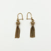 Front view of vintage 9ct rose gold Albertina tassel earrings showing the articulated chain tassel drops.