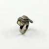 Vintage sterling silver elephant locket ring with sculptural head design and hinged compartment