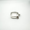 Chunky vintage silver perfume or poison bottle pendant shown lying flat