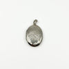 Vintage sterling silver oval photo locket with foliate engraving and polished bail