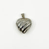 Vintage sterling silver puffy heart photo locket pendant with ridged polished front.