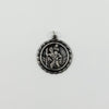 Vintage sterling silver St Christopher pendant charm with jump ring on white background.