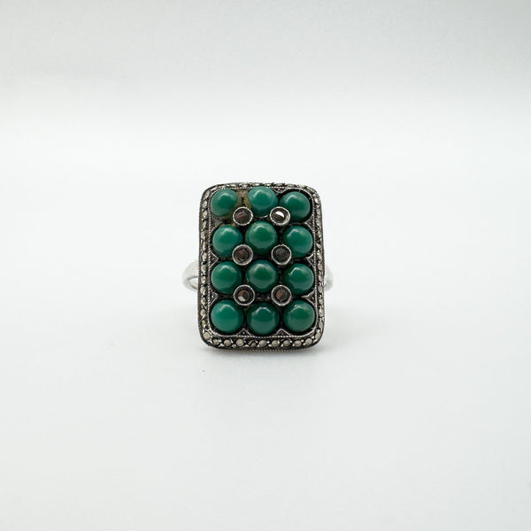 Vintage sterling silver ring with turquoise cabochons