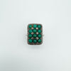 Overhead view of panel-set turquoise and marcasite ring