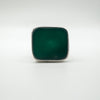 Front view of chunky sterling silver pendant set with green chrysoprase