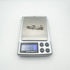 Sterling silver Celtic brooch weighing 4.6g on digital jewellery scale