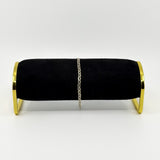 Vintage 9ct white gold mariner link bracelet shown on a black bracelet display roll