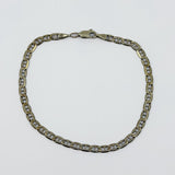 Vintage 9ct white gold mariner link bracelet with lobster clasp and 375 hallmark, shown laid flat