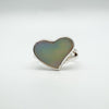 Sterling silver ring with heart-shaped white mother of pearl, front view