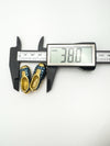 Width measurement of blue crystal brooch showing 38.0mm size