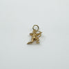 Overhead view of 9ct gold Sagittarius pendant with circular top hoop