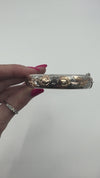 Vintage Sterling Silver & Rose Gold Floral Engraved Bangle
