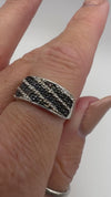 Diamond Half Hoop Band Ring | White & Cognac Stones | Sterling Silver 925 N