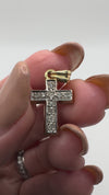 Vintage 9ct Gold Diamond Cross Pendant | 0.10ct Charm, London Hallmarked