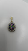 Vintage 18ct Gold Blue Enamel and Diamond Pendant Birmingham 1973