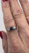 Vintage 18ct Gold Sapphire & Diamond Trilogy Ring 1.10ct Size P