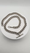 Vintage Chunky 18” Curb Links Chain & T-Bar Pendant in Sterling Silver 925