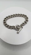 Sterling Silver Chunky Curb Links Bracelet 7.5 Inch T-Bar Toggle