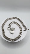 Vintage Sterling Silver Chunky Curb Chain Necklace 16 Inch T-Bar