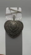Video of large sterling silver pavé diamond heart pendant with 16” chain, shown from all angles