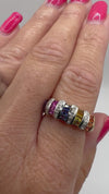 9ct Gold Rainbow Multigem and Diamond Ring 375