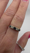 Vintage 9ct Gold 5 Stone Diamond & Sapphire Ring Size M (Sheffield 1978)