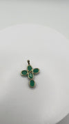 Vintage 9ct Gold Green Chrysoprase Cross Pendant Charm 375
