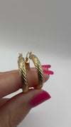 Vintage 9ct Gold Chunky Twisted Hoop Earrings 1991