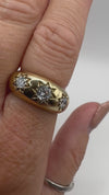 Vintage Chunky 9ct Gold CZ Starburst Gypsy Ring Size R