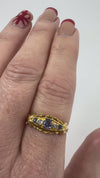 Antique 18ct Gold Diamond Sapphire Boat Ring 750 Birmingham Size M - N