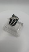 Sterling Silver Blue & White Diamond Eternity Band Ring Size L