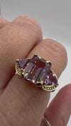 Chunky 9ct Gold Amethyst Trilogy Ring 4ct Birmingham 375
